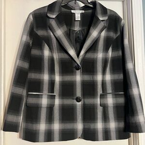 Denim 24/7 Women's Black and Gray Plaid Blazer